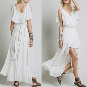 Free People Angelic Peasant Cottagecore Flowy Fiona Maxi Wrap Dress Size S